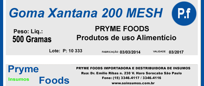 Goma Xantana 200 MESH 500 Gramas Insumos Para Alimentos Fracionados por Quilos e Gramas