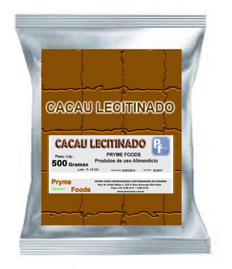 CACAU LECITINADO EM PO 500 Gramas Materia Prima Cacau em po Lecitinado