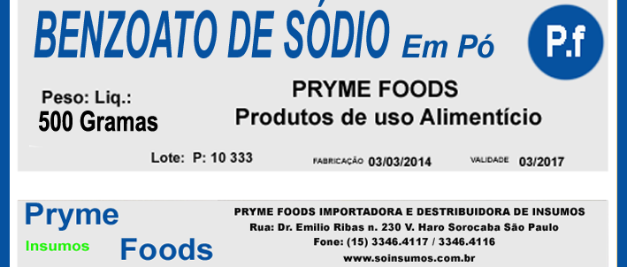 BENZOATO DE SODIO Po 500 Gramas Categoria Conservantes Produtos para alimentos