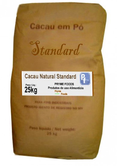 CACAU EM P NATURAL STANDARD 25KG, Po de Cacau natural standard 25 Quilos