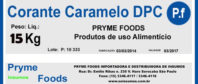 CORANTE CARAMELO em P DPV 15 kg Quilo Insumos para alimentos fracionados por Kg ou Gramas