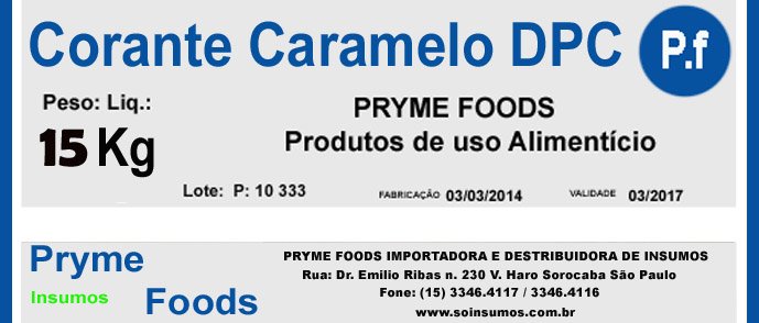 CORANTE CARAMELO em Pó DPV 15 kg Quilo Insumos para alimentos fracionados por Kg ou Gramas